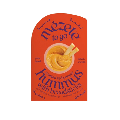 Roasted Red Pepper Hummus With Breadsticks