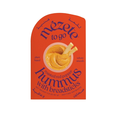 Roasted Red Pepper Hummus With Breadsticks