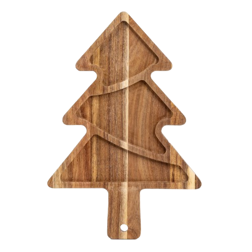 Acacia Wood Christmas Tree–Shaped Serving Tray