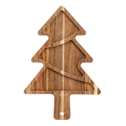 Acacia Wood Christmas Tree–Shaped Serving Tray