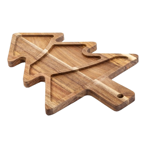 Acacia Wood Christmas Tree–Shaped Serving Tray