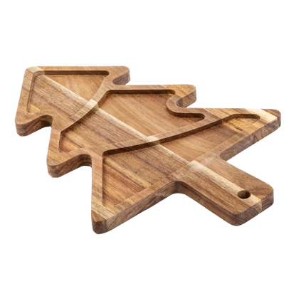 Acacia Wood Christmas Tree–Shaped Serving Tray