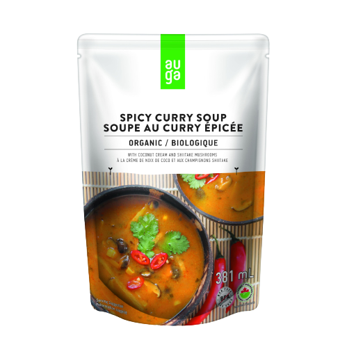 Organic Spicy Curry Soup With Coconut Cream and Shitake Mushrooms